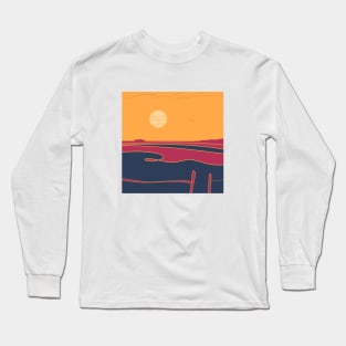 Abstract nature scene of a coastline and sea horizon at sunset Long Sleeve T-Shirt